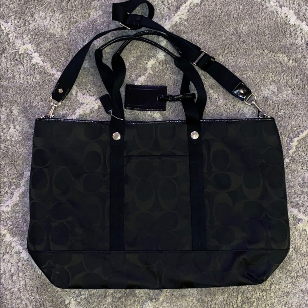 Coach Black Signature Tote with Adjustable Strap